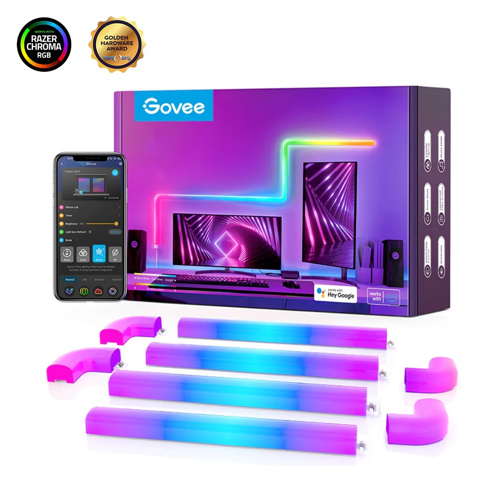 Đèn LED treo tường Govee Glide Wall Light H6062 | DIY, công nghệ RGBIC 16 triệu màu tùy chỉnh, kết nối thông minh | Hàng chính hãng