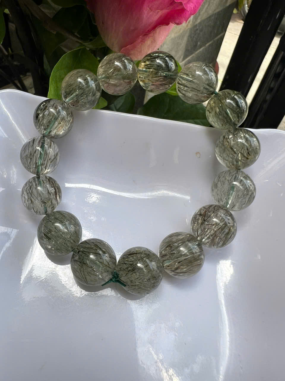 ️ Vòng Tay Chuỗi Nam Vip Size Hạt 14mm Đá Thạch Anh Tóc Xanh Tự Nhiên Trong Bóng Mượt Hợp Các Anh Nam mệnh Mộc Hỏa Thủy đeo đẹp may mắn tốt cho sức khỏe công việc hanh thông ạ