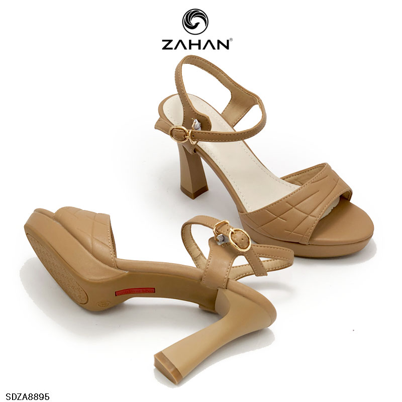 Sandal quai dập nổi, đúp đế, 9 cm SDZA8895