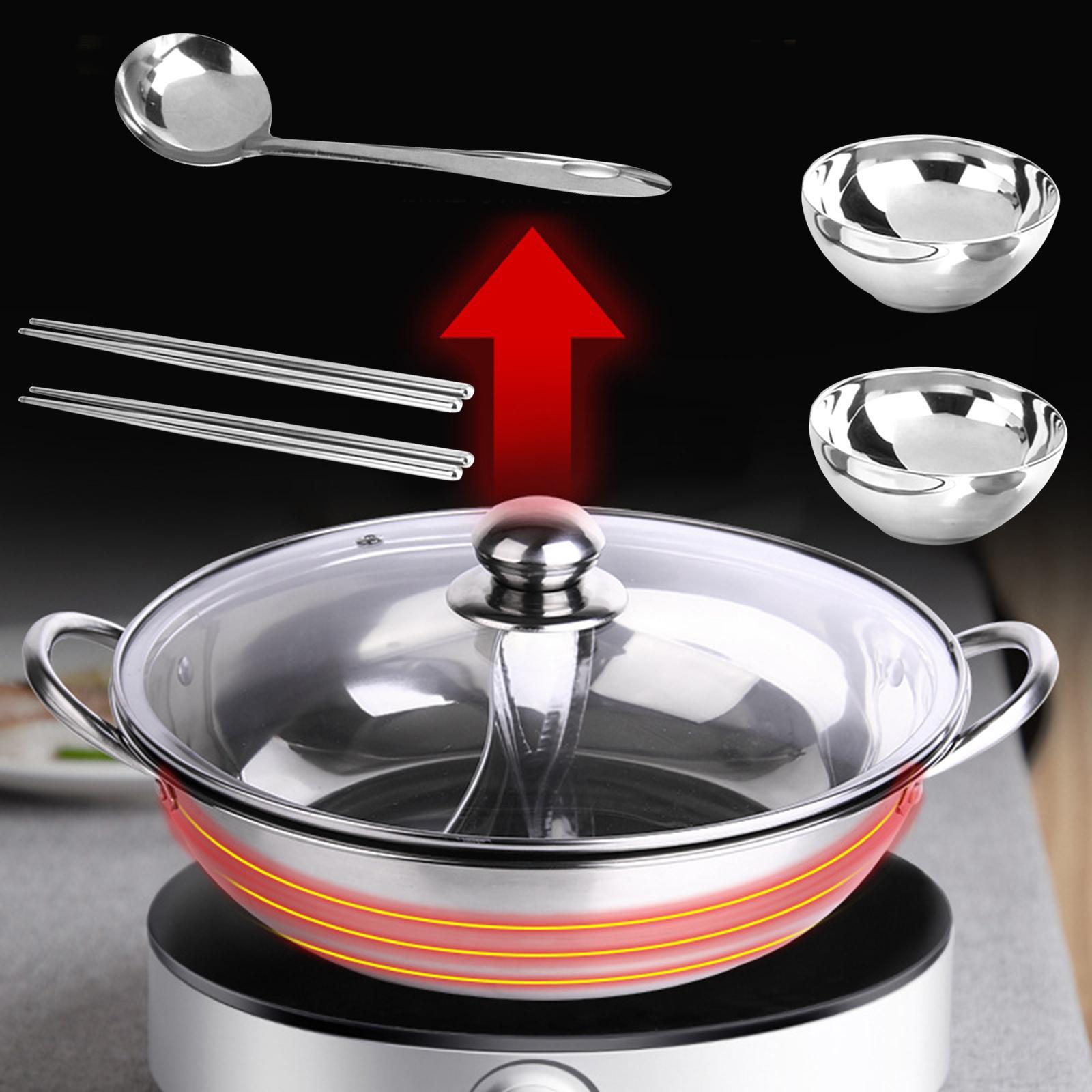 Hot Pot Pan Cooker Cooking Pot Two Flavor Soup Pot Cookware Professional Dual Sided Soup Stockpot for Restaurant Household