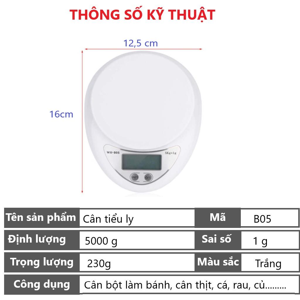 Hình ảnh Cân Tiểu Ly Điện Tử Nhà Bếp Mini Làm Bánh 5kg, Cân Tiểu Li Cao Cấp Độ Chính Xác Cao, Tặng Kèm Pin