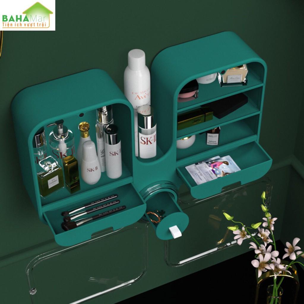 HỘP ĐỰNG BẢO QUẢN MỸ PHẨM TREO TƯỜNG: GỌN GÀNG và SẠCH ĐẸP chống bụi chống nước với các ngăn hợp lý để mỹ phẩm