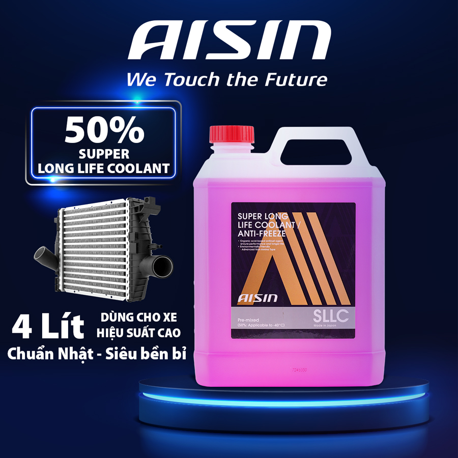 Nước Làm Mát Động Cơ Màu Hồng AISIN Super Long Life Coolant 50% 4 Lít SCPM50A4LPK - Nhập Khẩu Chính Hãng
