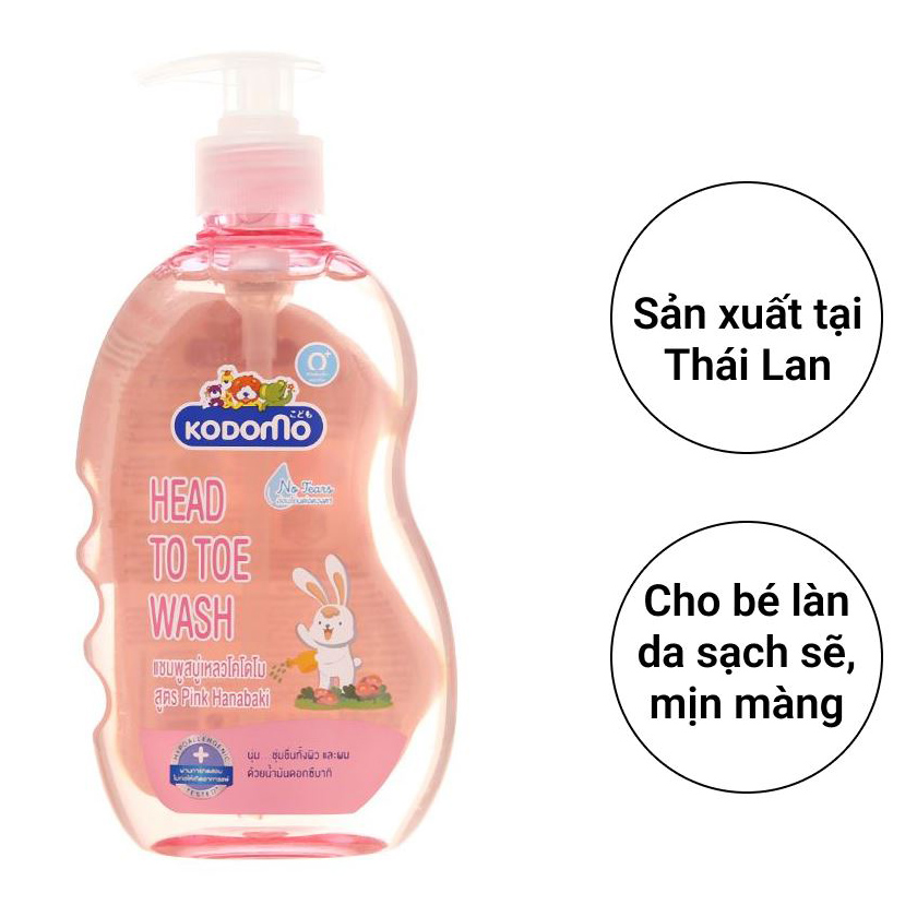 Dầu tắm & gội Kodomo Pink Hanabaki 400ml