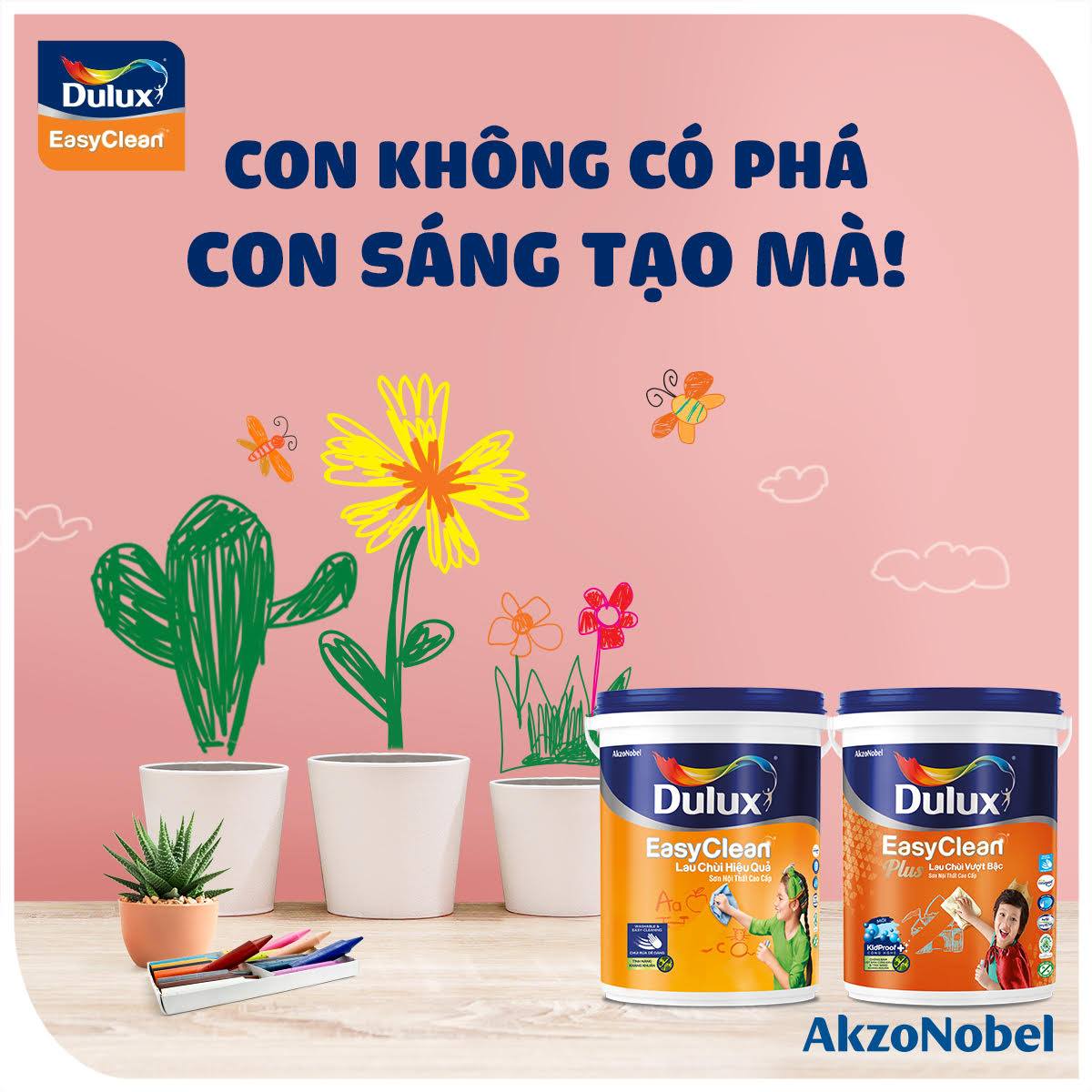 Sơn nước nội thất - Cao cấp - Dulux EasyClean Lau Chùi Hiệu Quả - Bề mặt mờ - 18L