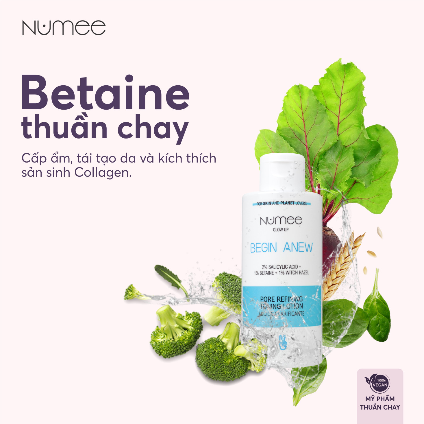 Nước hoa hồng Numee Glow Up sạch sâu, thu nhỏ lỗ chân lông 150ML