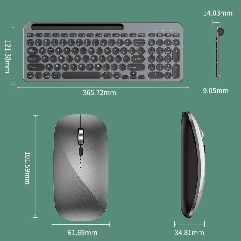 Bộ Bàn phím chuột không dây W709 có khe để điện thoại , máy tính bảng - kết nối bluetooth 5.0 + Usb 2.4g Pin sạc TypeC hàng nhập khẩu