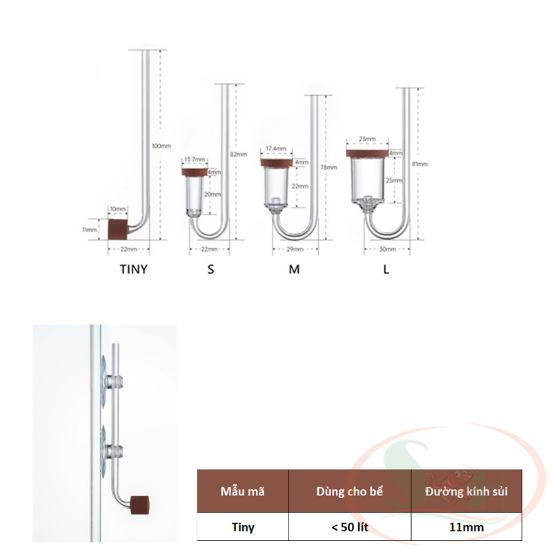 Đầu sủi co2 Chihiros Nano Diffuser khuếch tán trộn bọt co2 mịn bể thủy sinh
