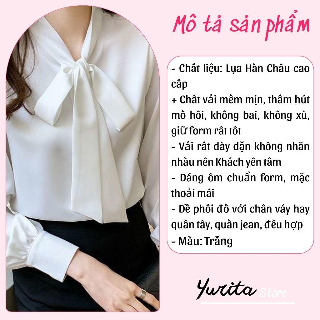 Áo Sơ Mi Nữ Kiểu Công Sở Đẹp YURITA Tay Dài Cổ Thắt Nơ Tay Chất Lụa Cao Cấp From Rộng Kiểu Dáng Hàn Quốc Ulzzang Vintage