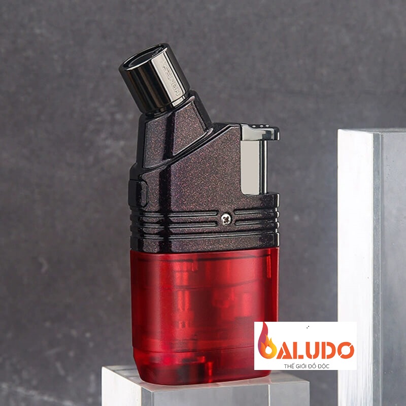 Bật lửa Honest khò 1 tia lửa chéo bình gas trong suốt BCZ-799