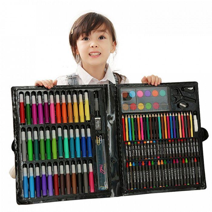 Hộp màu 150 chi tiết bút vẽ và dụng cụ thủ công cho bé đa năng