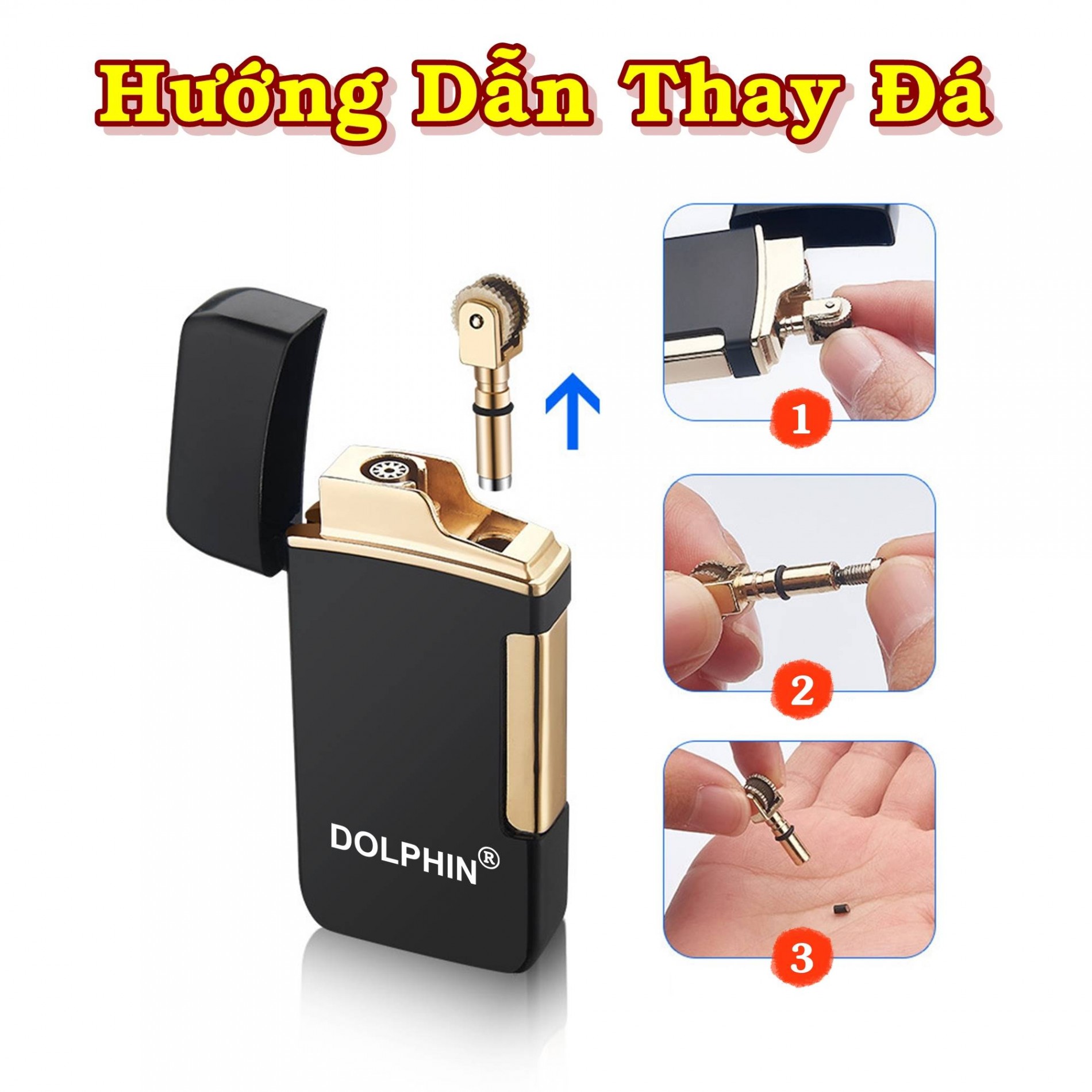 Hột quẹt bật lửa Dolphin 2 chế độ lửa (lửa ngọn và lửa hoả tiễn) - (xài gas)