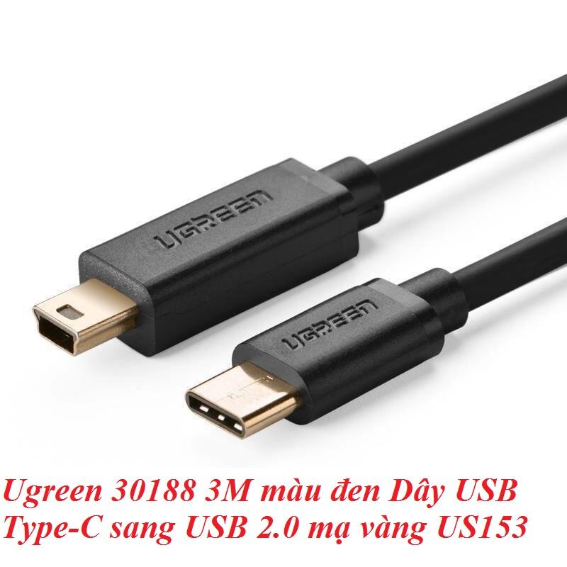 Ugreen UG30188US153TK 3M màu đen Dây USB Type-C sang mini USB 2.0 mạ vàng - HÀNG CHÍNH HÃNG