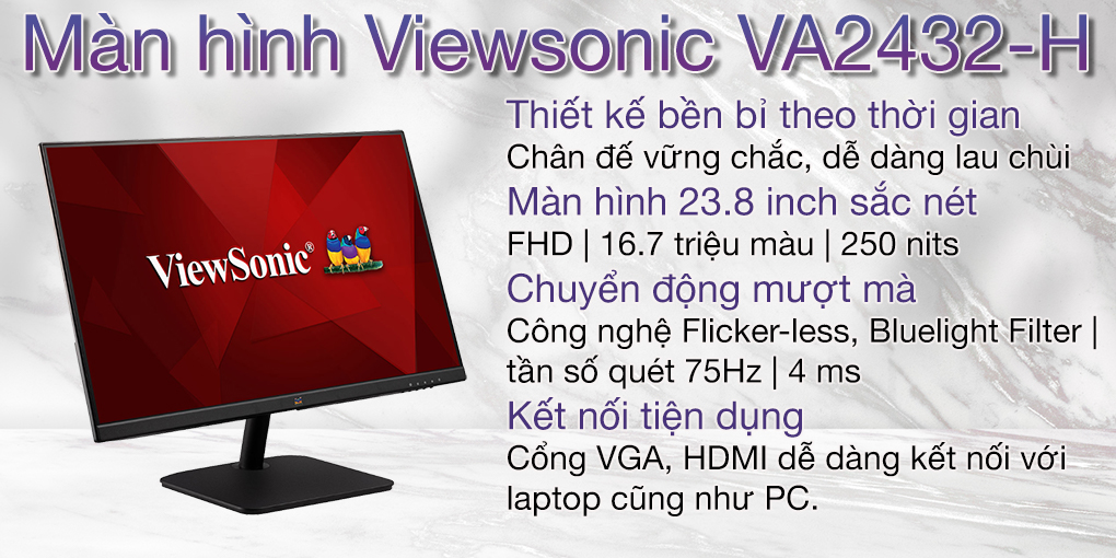 Màn hình LCD Viewsonic VA2432-H - Hàng chính hãng