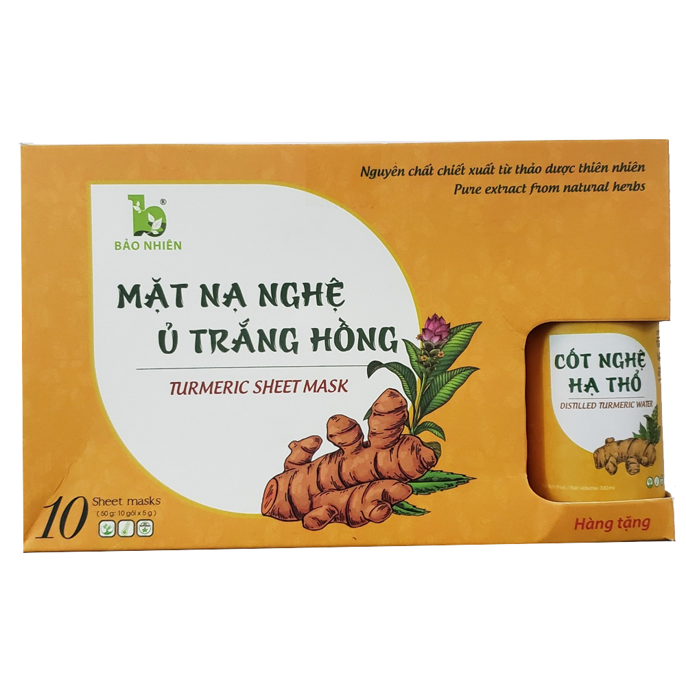 Hộp 10 Gói Mặt Nạ Nghệ Ủ Da Trắng Hồng Mờ Thâm Sạm Tái Tạo Da Ngăn Ngừa Mụn Bảo Nhiên Dành Cho Mẹ Bầu Và Mẹ Sau Sinh Tại Nhà - Tặng 1 Cốt Nghệ 50Ml