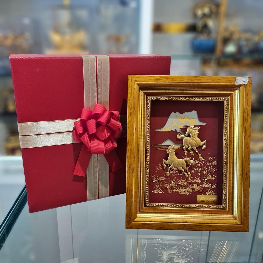 TRANH ĐÔI NGỰA DÁT VÀNG KÍCH THƯỚC 20X25CM