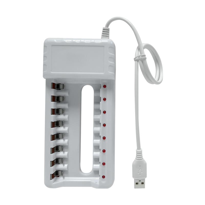 Pujimax sạc pin sạc đầu ra USB 8 khe bảo vệ ngắn mạch sạc nhanh phù hợp với công cụ pin AAA/AA Màu sắc: Đen