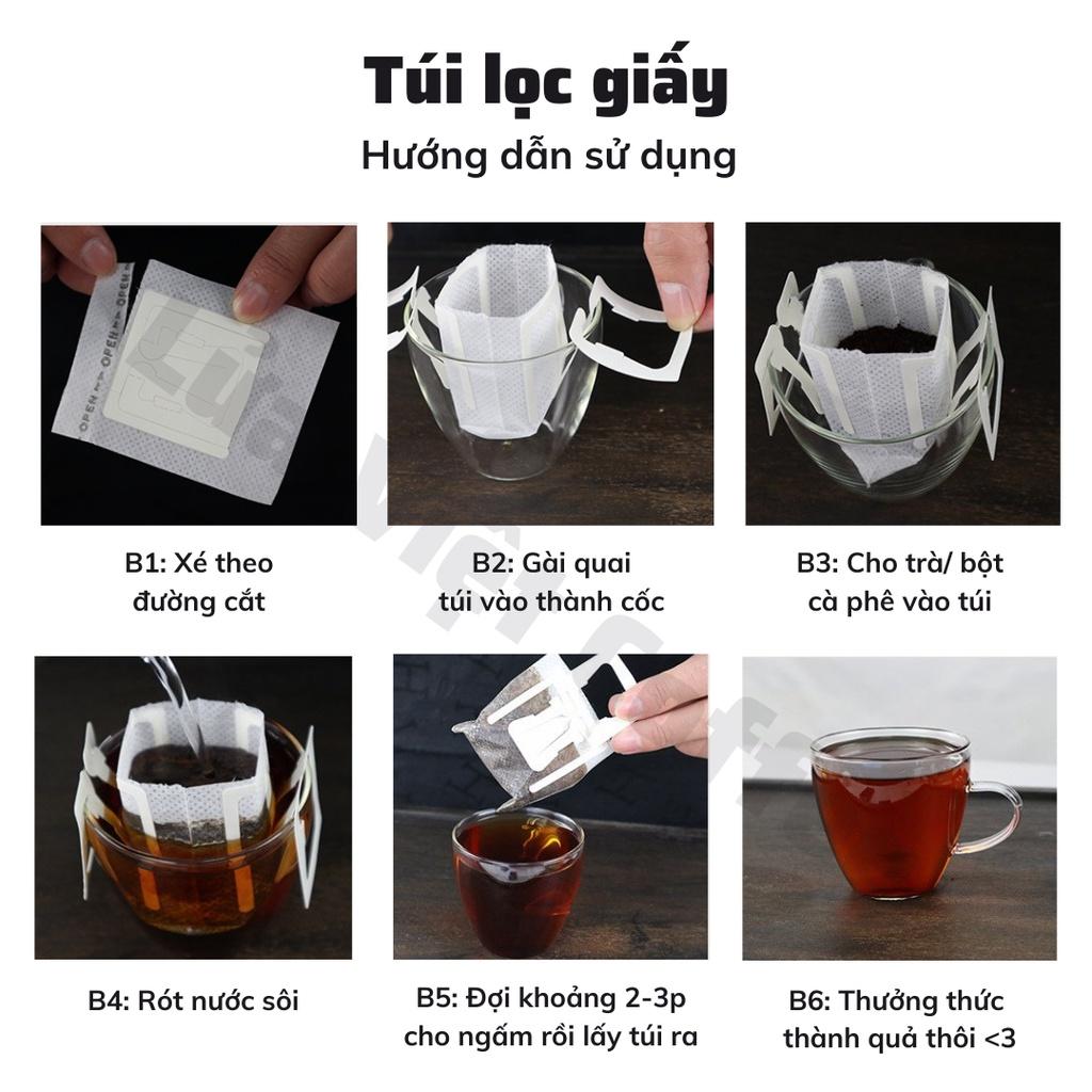 Vỏ phin giấy cà phê nguyên chất túi lọc trà cafe rang xay Robusta và Arabica nhỏ gọn mang đi du lịch