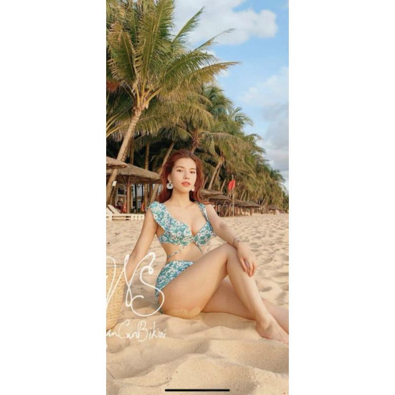 Bikini 2 mảnh hoa cúc xanh (hình thật