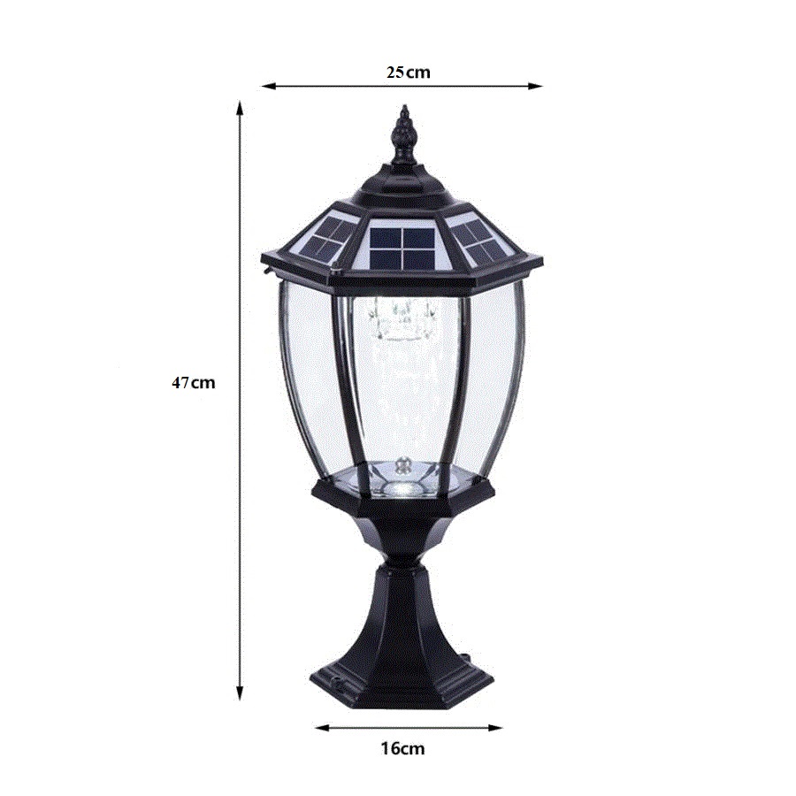 Đèn trụ hàng rào sử dụng năng lượng mặt trời, tiết kiệm điện, IP65 chống mưa chống nắng, đèn led tinh xảo, thiết kế sang trọng HT707