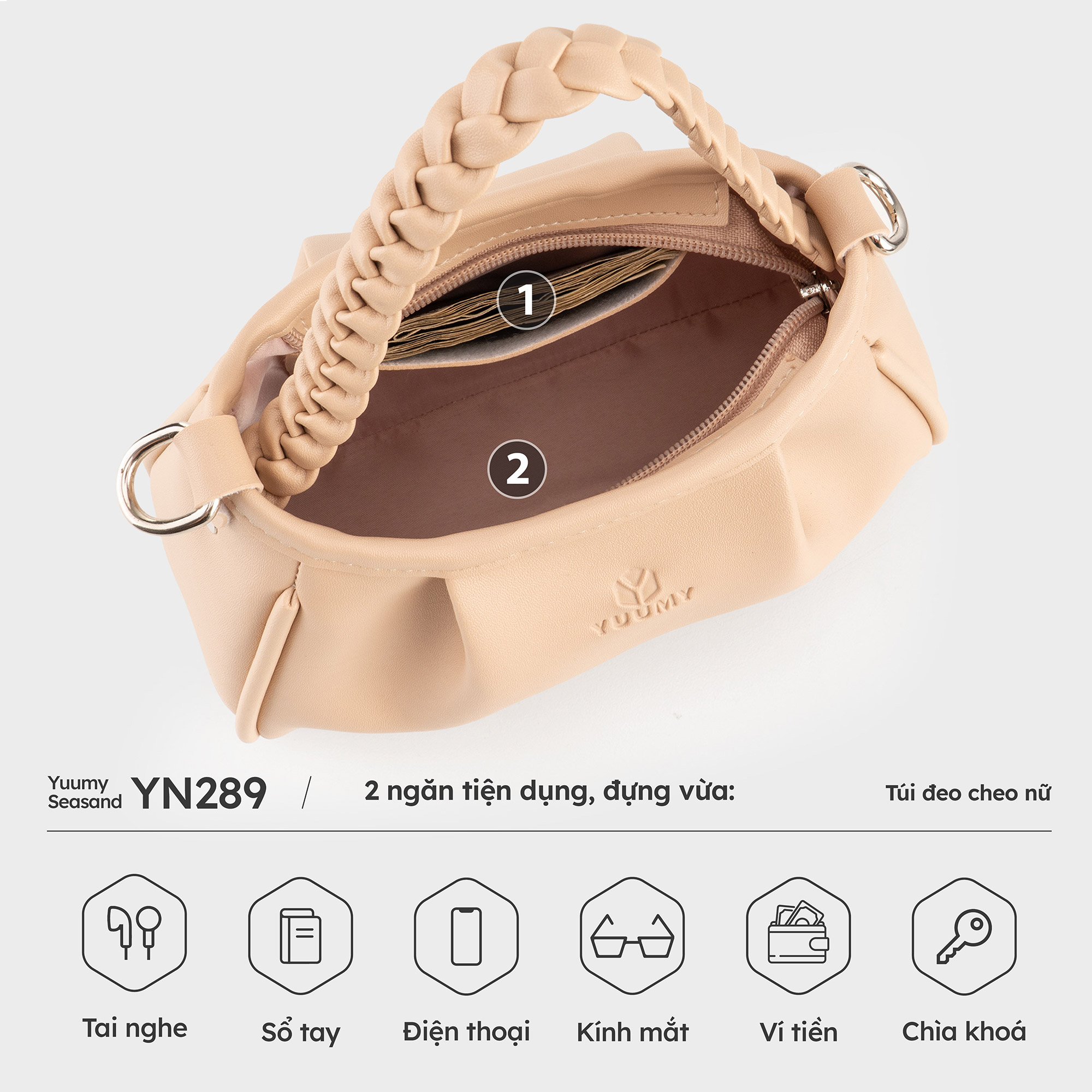 Túi Yuumy ( Thời trang nữ mini xinh xắn size 21 - Túi đeo chéo da Seasand YN289 )