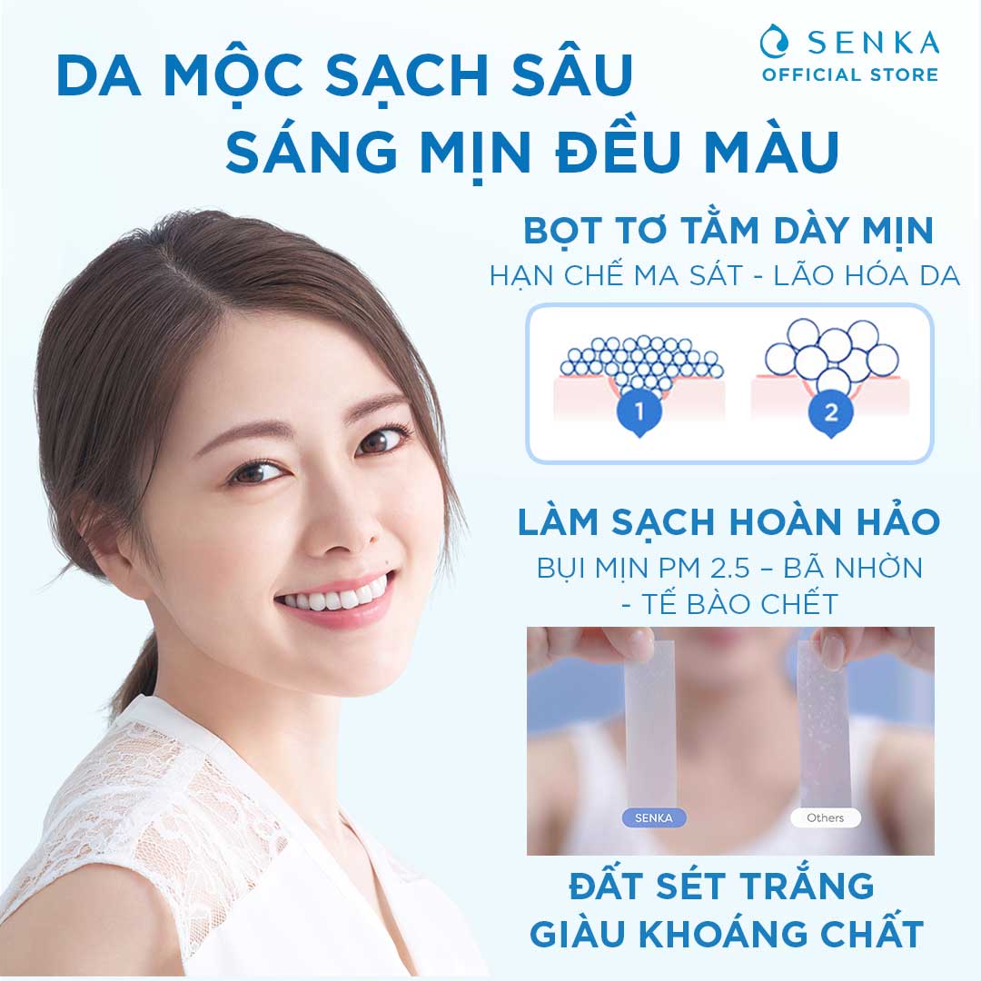 Combo 2 Sữa Rửa Mặt Tạo Bọt Chiết Xuất Đất Sét Trắng Senka Perfect White Clay 120g x 2