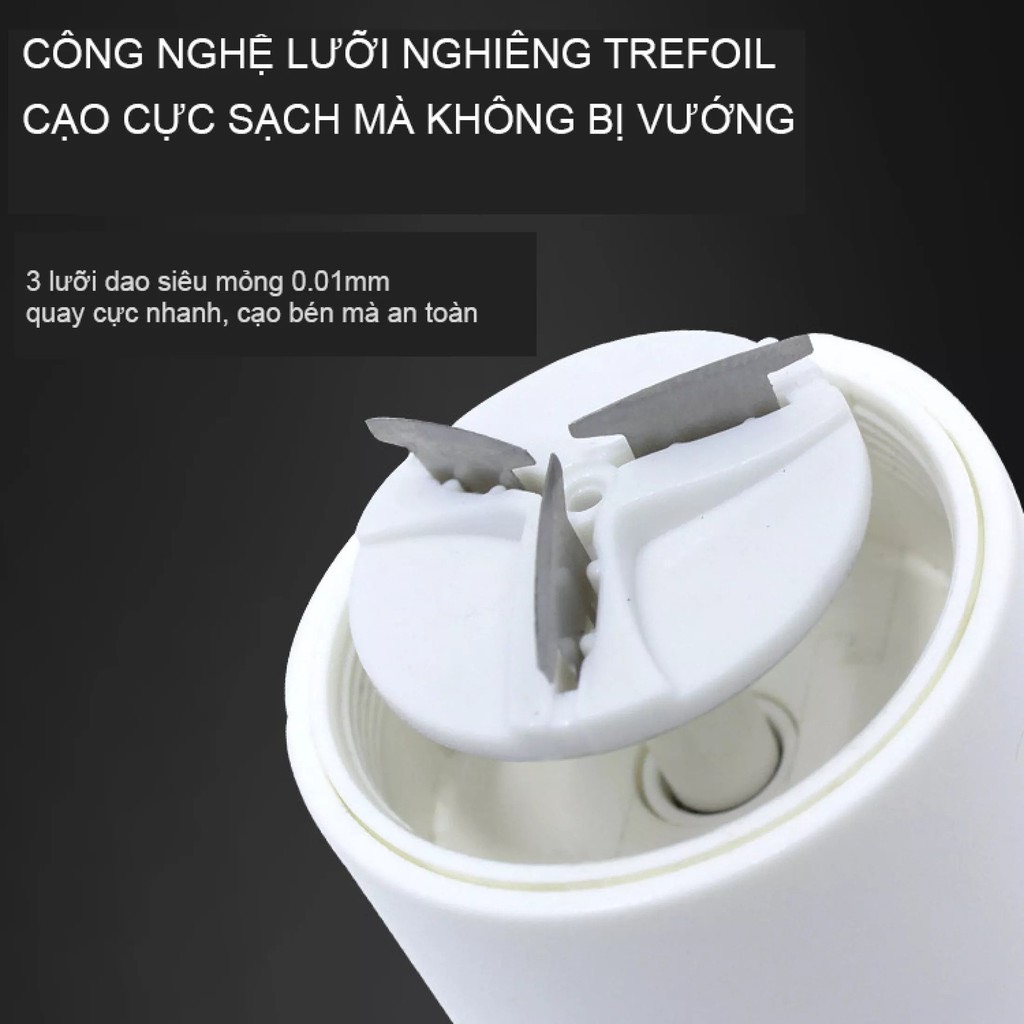 Máy cạo râu nam mini siêu nhỏ gọn, Máy cạo râu nam Chính Hãng 3 lưỡi công nghệ Nhật Bản Cạo khô, Cạo ướt đều được, Không đau rát, Sạc điện Pin khỏe