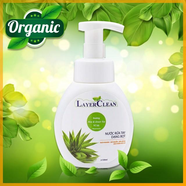 {TIN DÙNG} Nước Rửa Tay Diệt Khuẩn Tạo Bọt Hữa Cơ 330ml Organic Layer Clean Tinh Chất Lô Hội An Toàn Cho Da