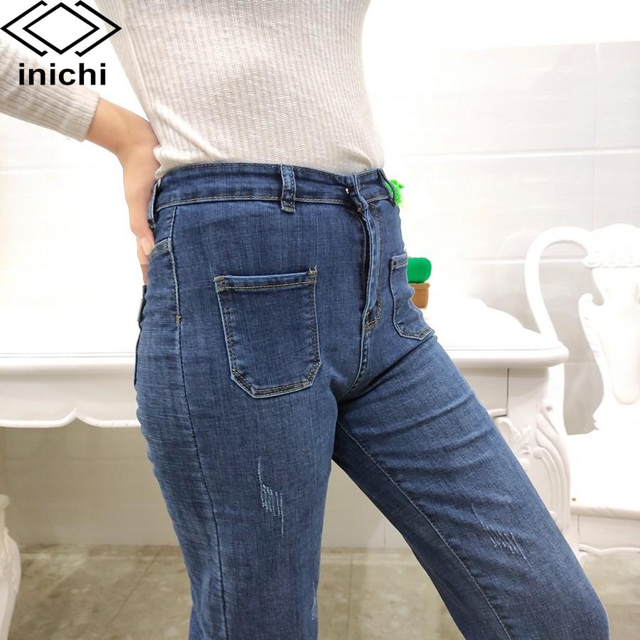 Quần jean nữ Q683 baggy chất bò cạp cao xước ít INICHI
