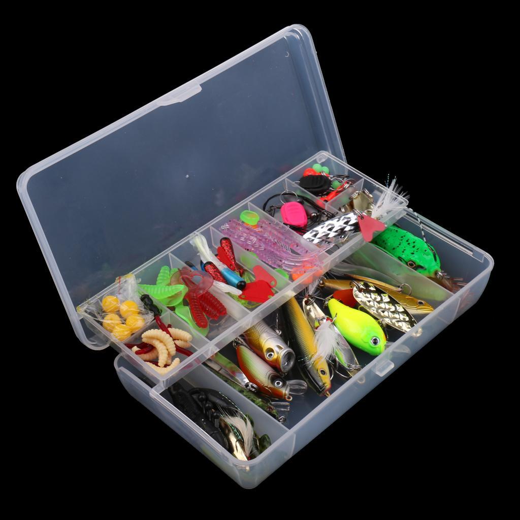 106Pcs/lot Fishing Lure Kit Soft&Hard Lures Spoon Baits Fishing Accessories