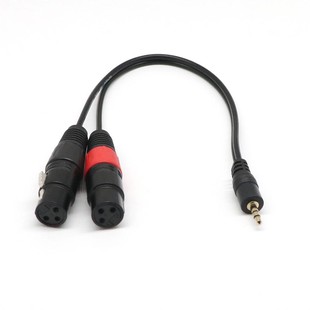 2 Pieces 3.5mm  1/8'' TRS Stereo Male to 2 Port Dual XLR Female Adapter Cable Cord Connecting for iPhone, iPad, or any 3.5mm Audio Output to a Powered Speaker