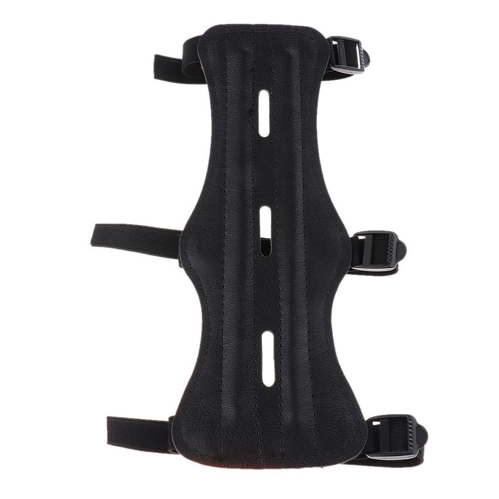 Archery Arm Guard Shooting Protection Safe Guard PU Leather with 3 Adjustable Straps