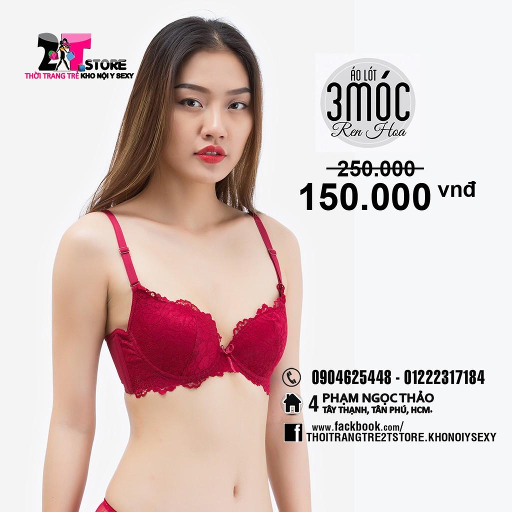 Áo Nâng Ngực Cotton 3 Móc Phối Ren