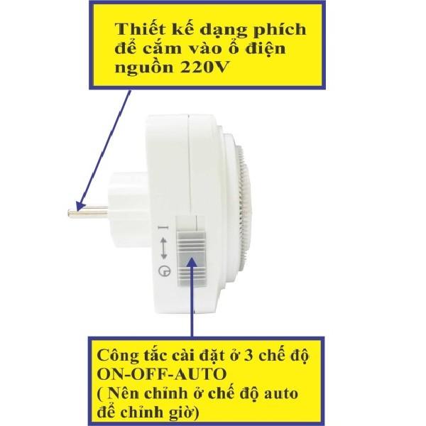 Ổ Cắm Hẹn Giờ Tự Động Tắt Mở Bơm, Đèn Bảng Hiệu TG16