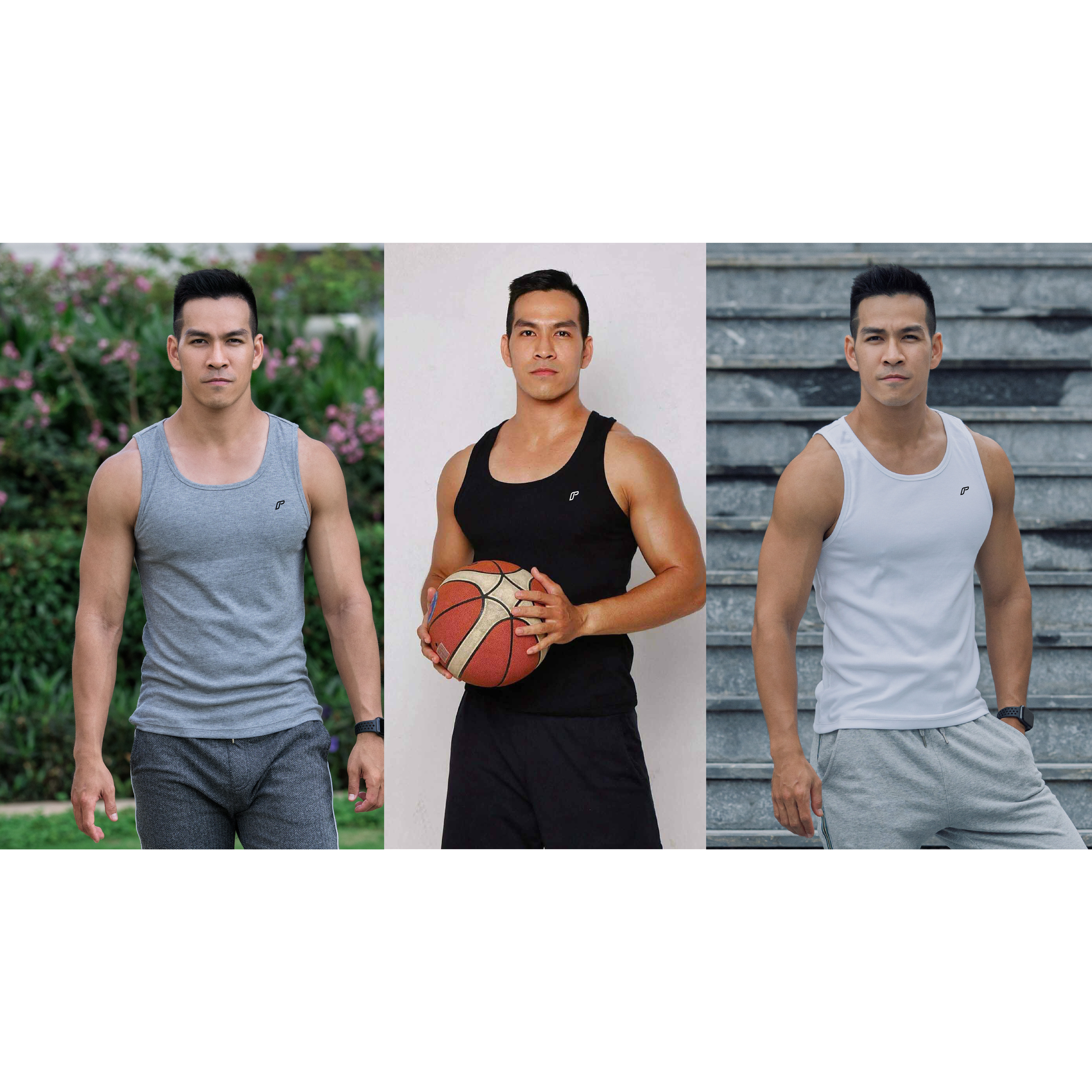 Combo 3 áo thun gân 3 lỗ, áo tank top, áo nam tập gym chất cotton thương hiệu Fezzio