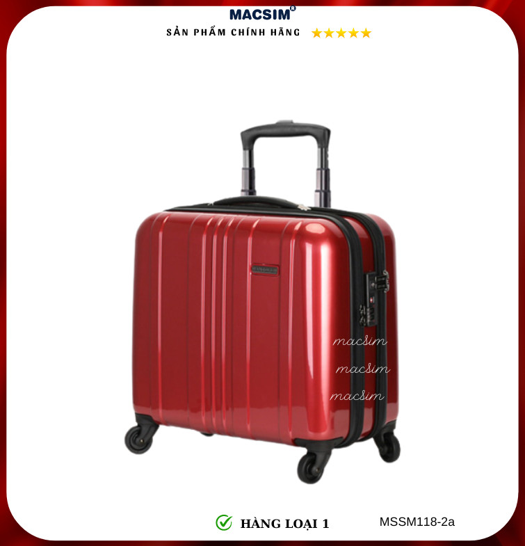 Vali cao cấp Macsim Smooire MSSM118-2a cỡ 16 inch màu Red, Black - Hàng loại 1