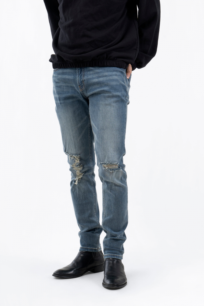 Quần Jean Nam ROUTINE wash Rách Form Slim - 10F22DPA013 | LASTORE MENSWEAR