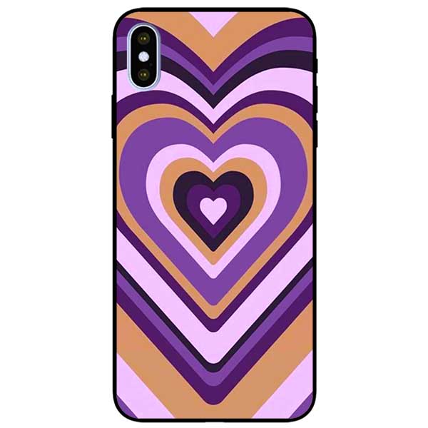 Ốp lưng dành cho iPhone X / Xs / Xs Max / Xr - Tim Cầu Vồng Tím Nâu