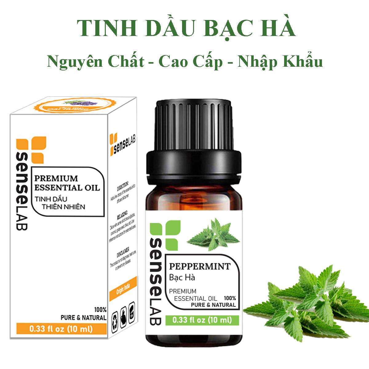 Combo 3 Tinh dầu SENSELAB nhập khẩu Ấn Độ: Tinh Dầu Sả Chanh (10ml) + Tinh Dầu Oải Hương (10ml) + Tinh Dầu Bạc Hà (10ml) - Tinh dầu thiên nhiên nguyên chất