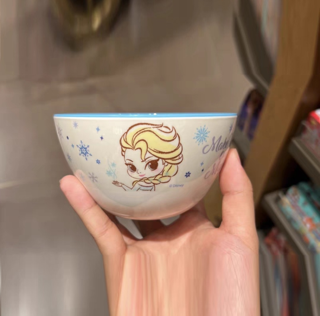 Chén tô tròn ăn dặm Disney nhựa melamine mới 2022 hình Elsa Frozen màu xanh cho bé