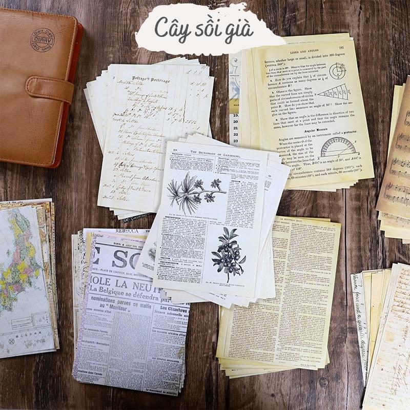 S29 - Set 15 tờ giấy nền retro vintage cổ điển Infeel.Me trang trí sổ bullet journal, junk journal - Sổ thu chi