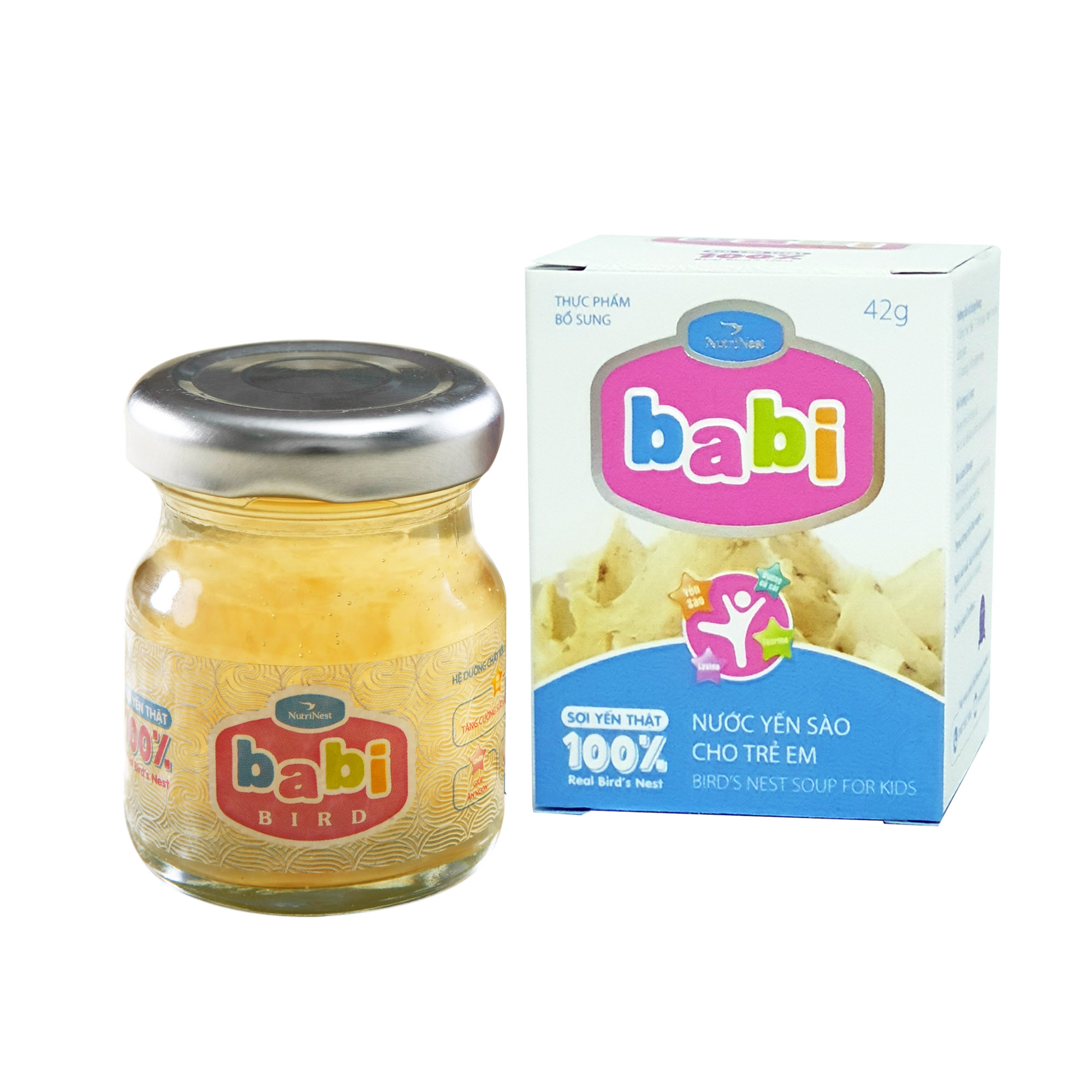 Combo 5 hũ Babi Bird 42g - Nước Yến Sào Chưng Đường Phèn Sợi Yến Thật 100%