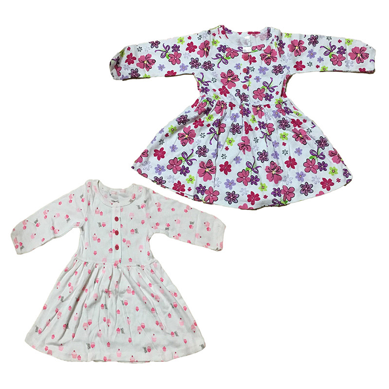 Váy đầm dài tay cho bé gái size 1-7 chất cotton