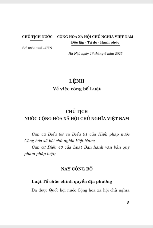 Sách - Luật Tổ Chức Chính Quyền Địa Phương Năm 2025