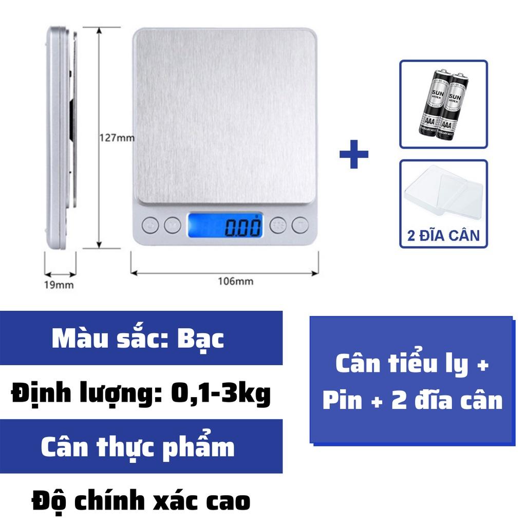 Cân tiểu ly điện tử nhà bếp cân tiểu li làm bánh mini định lượng 3kg 5kg 10kg độ chính xác cao tặng pin bảo hành 3 tháng