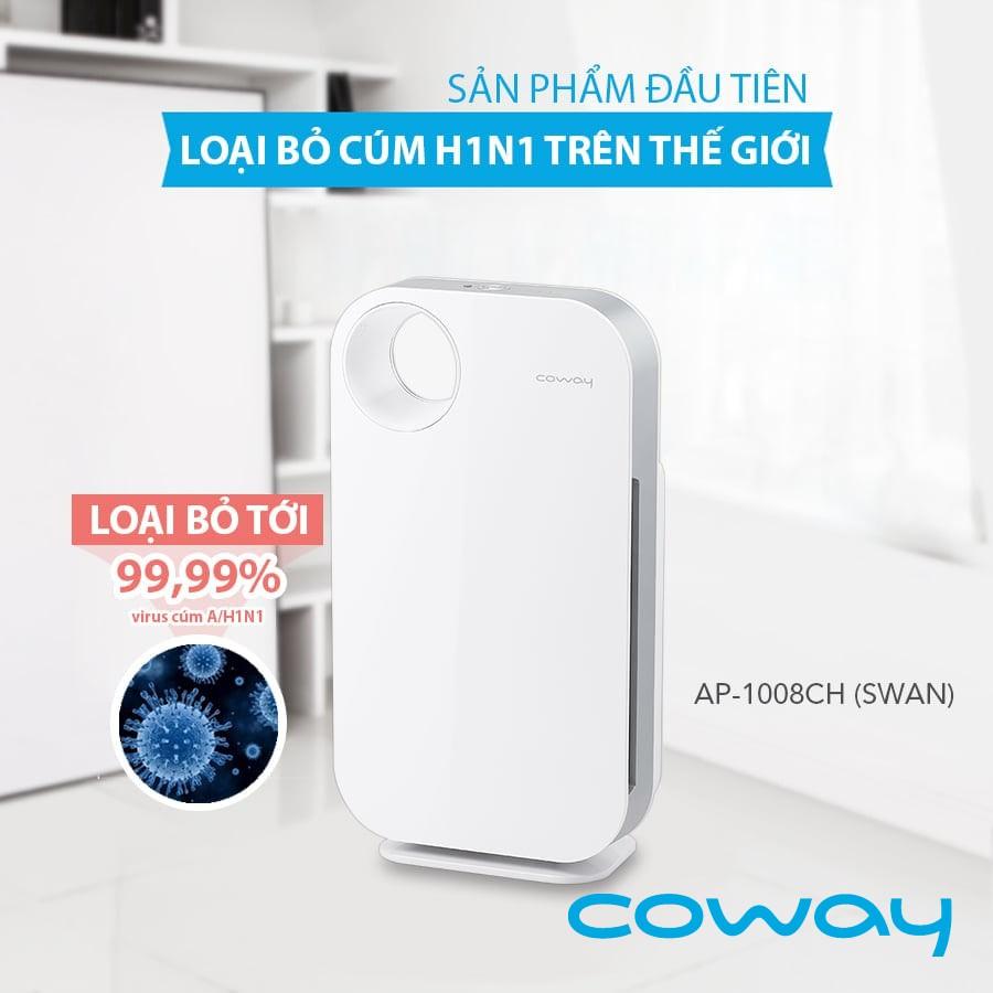 Máy Lọc Không Khí COWAY SWAN AP-1008CH - Diện tích phòng ≤33m², Hàng Chính Hãng