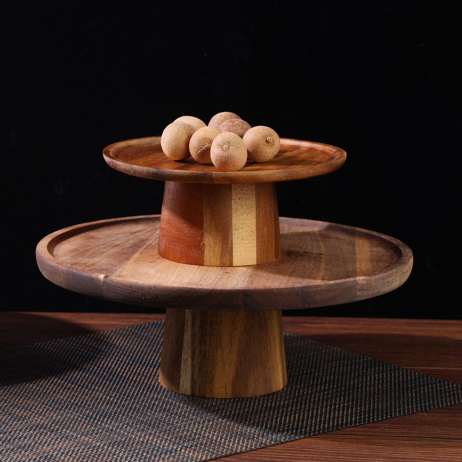 2x Wooden Pedestal Dessert Table High Tray Cake Stand Holders cake Display