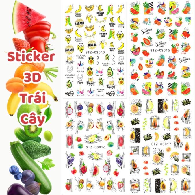 Sticker 3D | Trái Cây Chuối Đủ Đủ Bơ | Hình Dán Móng Tay