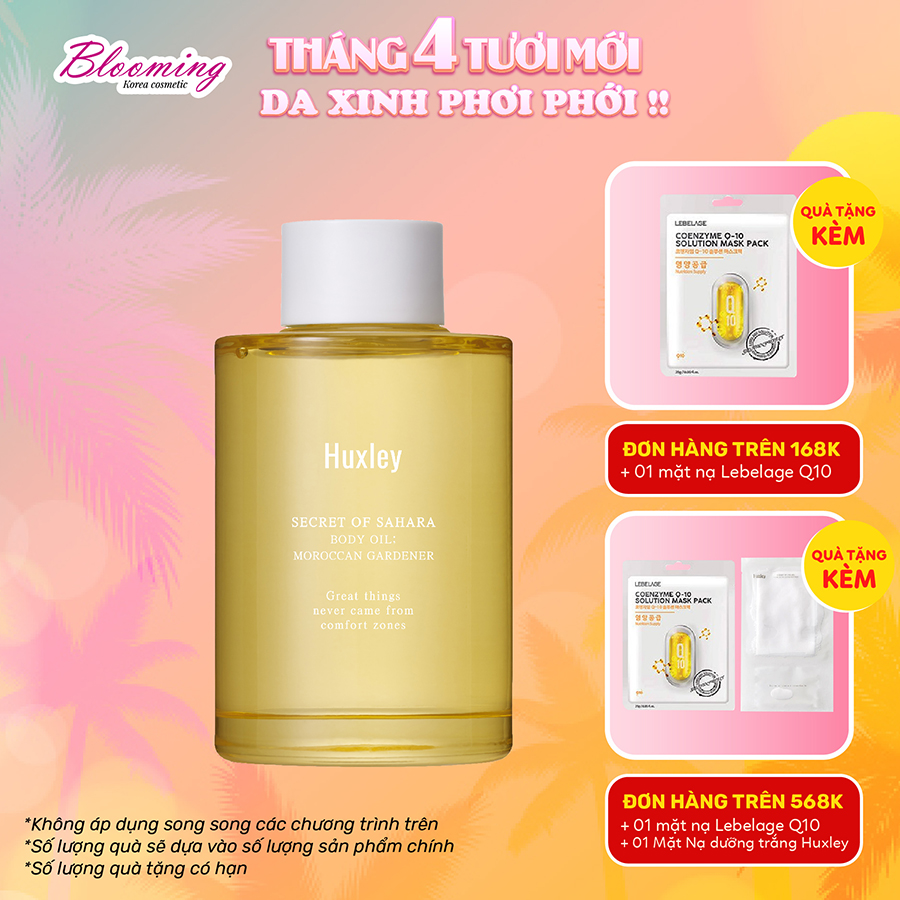 (11/2024) Tinh Dầu Massage Dưỡng Ẩm Toàn Thân Cho Da Huxley Body Oil Moroccan Gadener 100ml