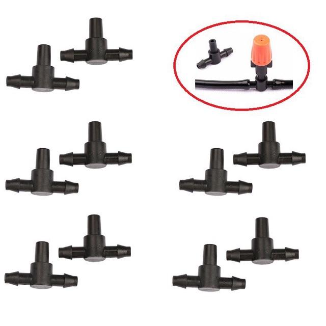 KHỚP NỐI T6 DÙNG NỐI ỐNG PHUN SƯƠNG 4/7mm VÀ GẮN ĐẦU BÉC PHUN NHỰA 6mm 50 cái